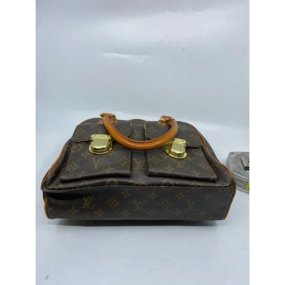 Authentic Louis Vuitton Manhattan PM Brown Tote Handbag w Cert